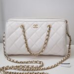 샤넬 (팬더) 25P 보울링백 화이트 리지 소가죽