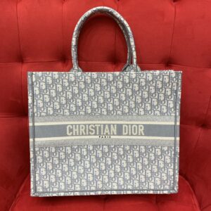 디올 (OC) 북 토트 토트백 대형 캔버스 자수 그레이 1286