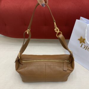 디올 (OC) 디-저니 호보백 미디움 레더 골드 지퍼 브라운 2417