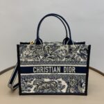 디올 (OC) 북 토트 토트백 미디움 캔버스 타이거 자수 블루 1324
