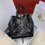 디올 (OC) 북 토트 토트백 중형 캔버스, 가죽 주름 블랙 2836