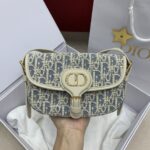 디올 (OC) 바비 이스트-웨스트 핑크 소가죽 블루 체크 백 소가죽 체크 핑크, 블루, 아이보리