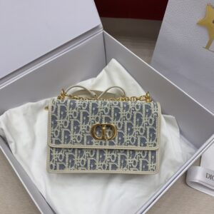 디올 (OC) 미스 디올 체인백 Mini 레더 로고 패턴 아이보리 블루 5169