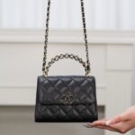 샤넬 (팬더) 켈리 블랙 골드 리자드 가죽 숄더백