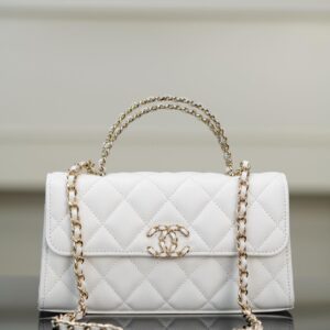 샤넬 (팬더) 25s 켈리 화이트 골드 체인 백