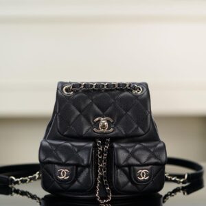 샤넬 (팬더) Duma 미니 블랙 소가죽 백팩