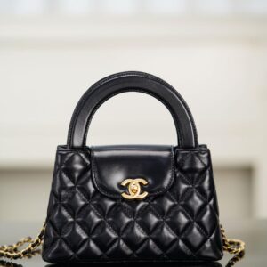 샤넬 (팬더) 켈리 핸들백 대형 블랙