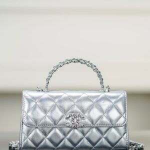 샤넬 (팬더) 25s 켈리 실버 가죽 크로스백