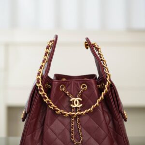 샤넬 (팬더) 25A 스몰 호보 숄더백 와인색
