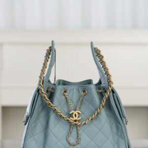 샤넬 (팬더) 25a 스몰 호보 물안개 블루 캐비어 가죽 백