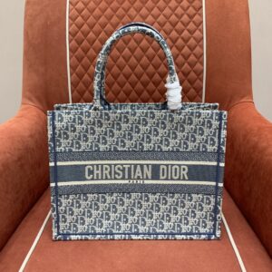 디올 (OC) 디올 북 토트 미디움 토트백 미디움 캔버스 자수 하늘색 1296