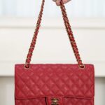 샤넬 (팬더) 클래식 플랩 중형 중국 레드 정품 태소가죽