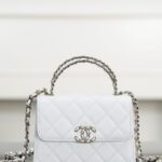 샤넬 (팬더) 25s 켈리 화이트 리자드 가죽 백