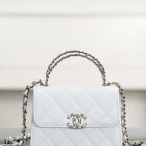 샤넬 (팬더) 25s 켈리 화이트 리자드 가죽 백