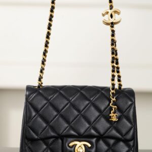 샤넬 (팬더) 25B 더블 C 체인 미니 블랙 양가죽