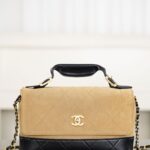 샤넬 (팬더) 25A 핸드백 스웨이드 베이지 블랙