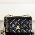 샤넬 (팬더) 미니 블랙 더블 골드 체인 백