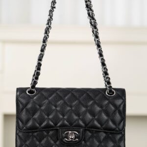 샤넬 (팬더) 클래식 플랩 블랙 실버 소가죽 백