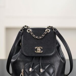 샤넬 (팬더) 25B 어피니티 두마 미니 블랙 골드 소가죽 백팩