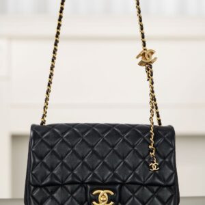 샤넬 (팬더) 25B 더블 C 체인 CF 블랙 골드 대형