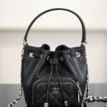 샤넬 (팬더) 25B 미니 체인 드로우스트링 버킷 블랙