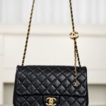 샤넬 (팬더) 25B 더블 C 체인 블랙 골드 대형 양가죽