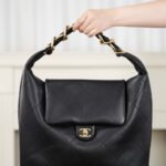 샤넬 (팬더) 25k 힙합 호보백 대형 블랙 골드