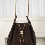 샤넬 (팬더) 25k 브라운 스웨이드 호보 추리닝 물통백 대형