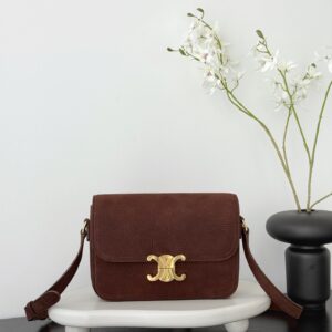 셀린느 (블랙프라임) 트리옴프 미디움 숄더백 캐비어 가죽 트리옴프 로고 브라운 188423