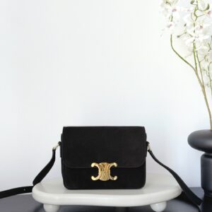 셀린느 (블랙프라임) 트리옴프 미디움 스웨이드 백 미디움 스웨이드 트리옴프 로고 블랙 188423