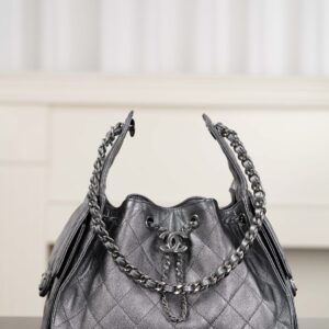 샤넬 (팬더) 26C 시리즈 25백 고급스러운 캐비어 가죽 그레이