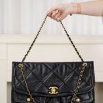 샤넬 (팬더) 25k 더블 포켓 플랩백 대형 블랙