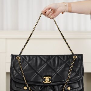 샤넬 (팬더) 25k 더블 포켓 플랩백 대형 블랙