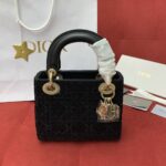 디올 (OC) 레이디 디올 미니 토트백 Mini 가죽 자수 블랙 0505
