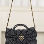 샤넬 (팬더) 25K 리본 핸드백 블랙 소가죽