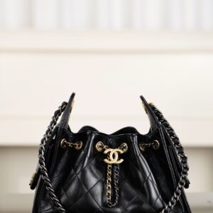 샤넬 (팬더) 26C 신상 25백 미니 유화 가죽 투톤 체인 블랙