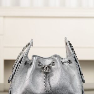 샤넬 (팬더) 25백 미니 캐비어 가죽 실버