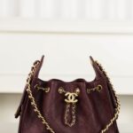 샤넬 (팬더) 25백 미니 캐비어 가죽 와인