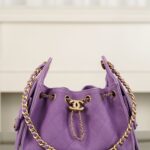 샤넬 (팬더) 25백 미니 캐비어 가죽 퍼플