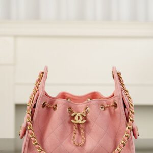 샤넬 (팬더) 25백 미니 핑크 스웨이드 백