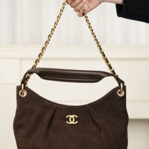 샤넬 (팬더) 히피 호보 스몰 브라운 스웨이드