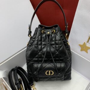 디올 (OC) 디올 새들백 물통백 가죽 퀼팅 블랙 3372