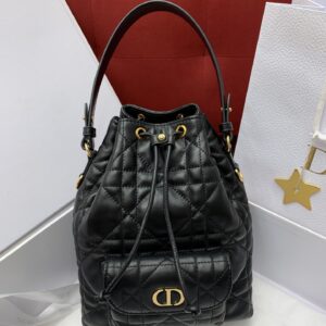 디올 (OC) 카로 버킷백 레더 퀼팅 블랙 3372