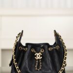 샤넬 (팬더) 25백 미니 캐비어 가죽 블랙 골드