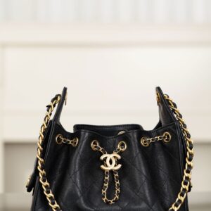 샤넬 (팬더) 25백 미니 캐비어 가죽 블랙 골드