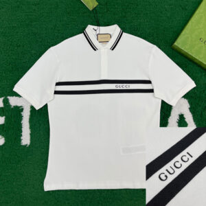 구찌 [ 잔디집 ] 24SS PK 폴로 반팔 티셔츠 코튼 블렌드 화이트 로고 화이트