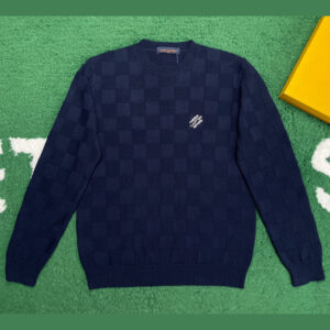 루이비통 [잔디집] 다미에 풀오버 니트 위드 펄 시그니처 네이비