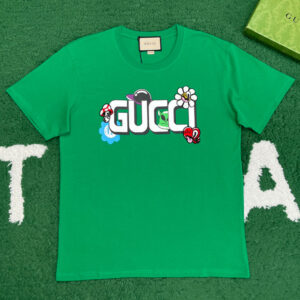 구찌 [잔디집] 캐릭터 프린트 코튼 반팔 티셔츠 그린