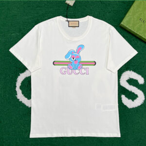 구찌 [잔디집] 24SS 버니 웹 프린트 코튼 저지 반팔 티셔츠 화이트