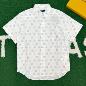 루이비통 [ 잔디집 ] 모노그램 반팔 셔츠 블루 스텐실